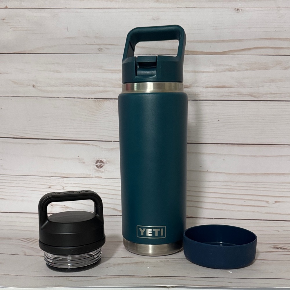 YETI Teal Stainless Steel Bottle with Dual Lids